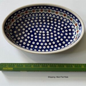 Polish Pottery Blue and White Serving Dish